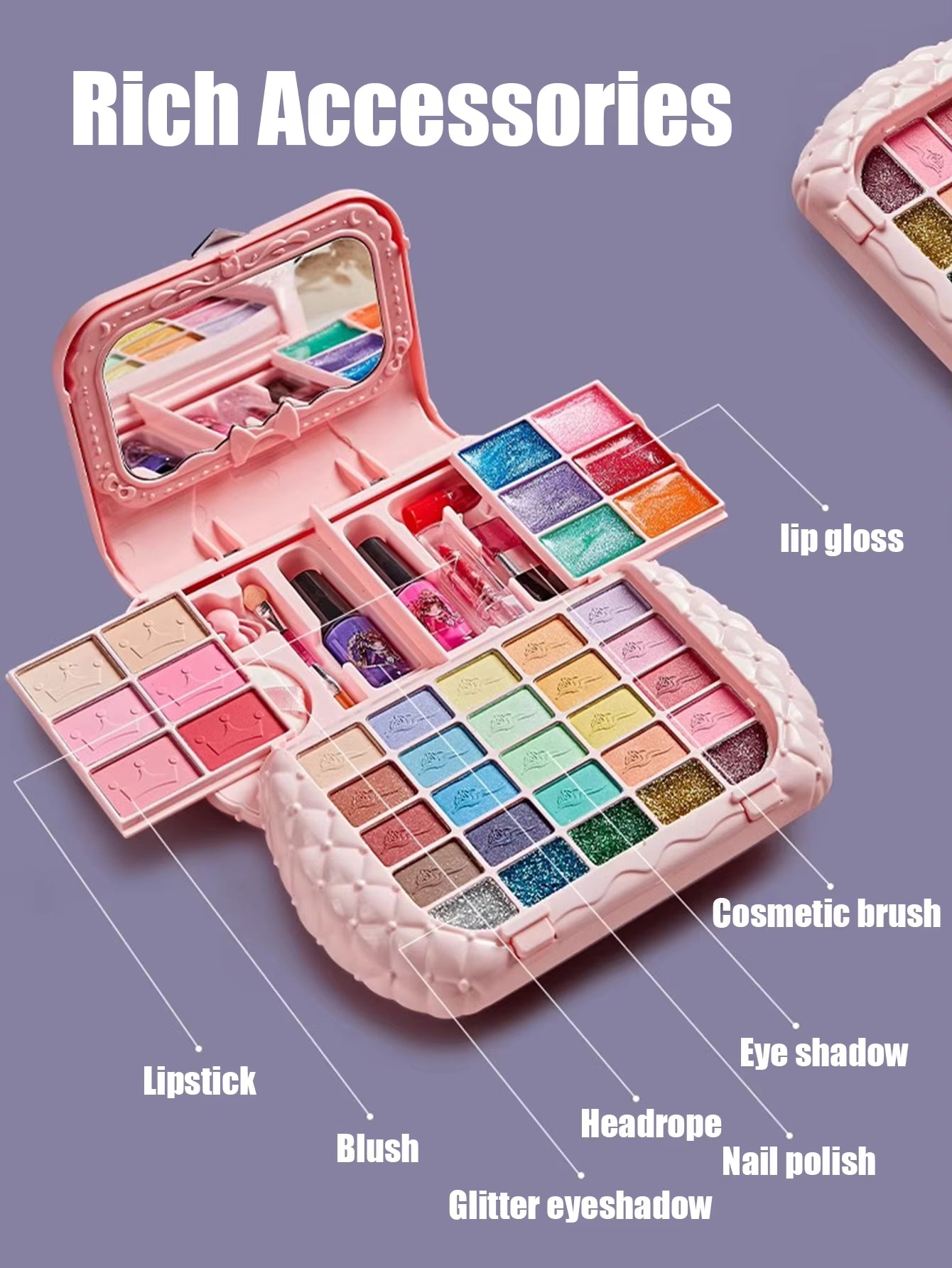 Kids Washable Makeup Kit – Pretend Play Cosmetic Set with Mirror, Non-Toxic & Safe, Perfect Birthday Gift for Girls